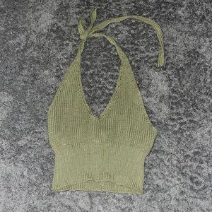 Crop knit green crop top
